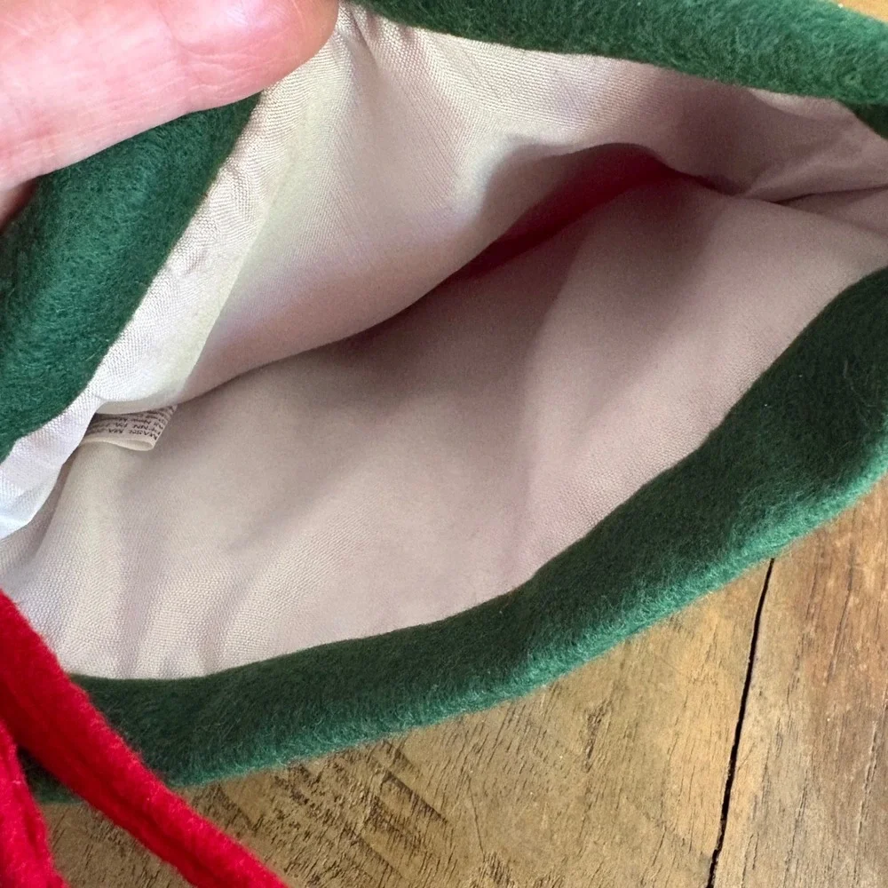 Jo-Ann Stores Cat Pet Christmas Stocking Meow Felt Applique Pom Poms Red Green‎